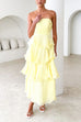 Mixiedress Strapless Empire Waist Ruffle Layered Maxi Dress