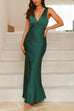 Mixiedress V Neck Sleeveless Maxi Party Dress