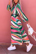 Mixiedress Tie Neck Long Sleeves Color Block Pleated Maxi Dress