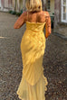 Mixiedress Spaghetti Strap Mesh Splice Draped Ruffle Maxi Dress