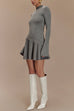 Mixiedress Mockneck Bell Sleeves Ruffle Mini Sweater Dress
