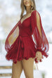 Mixiedress V Neck Cold Shoulder Lace-up Backless Mini Dress