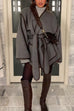 Mixiedress Open Front Pocketed Splice Coat with Belt