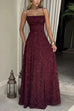 Mixiedress Spaghetti Strap Backless Lace-up Jacquard Maxi Dress
