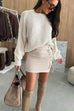 Mixiedress Crewneck Drop Shoulder Solid Casual Pullover Sweater