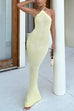 Mixiedress Halter Open Back Hollow Out Knit Bodycon Maxi Dress