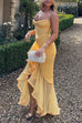 Mixiedress Spaghetti Strap Mesh Splice Draped Ruffle Maxi Dress