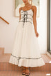 Mixiedress Frill Trim Tie Bow Swing Maxi Cami Dress