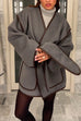 Mixiedress Open Front Pocketed Splice Coat with Belt