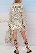Mixiedress Collared V Neck Shirt and Side Slit Shorts Vitamin Sea Print Set