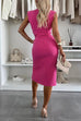 Mixiedress Crewneck Sleeveless Slit Bodycon Midi Dress
