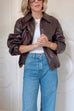 Mixiedress Lapel Zip Up Faux Leather Bomber Jacket