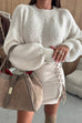 Mixiedress Crewneck Drop Shoulder Solid Casual Pullover Sweater