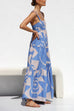 Mixiedress Adjustable Strap Waisted Soleil Print Ruffle Maxi Dress