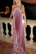 Mixiedress Strapless Tube Gradient Ombre Satin Maxi Party Dress