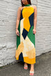 Mixiedress Halter Backless Color Block Printed Maxi Pleated Dress
