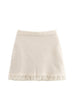 Mixiedress Elastic Waist Frayed Hem Knit Mini Skirt