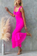 Mixiedress Sleeveless Cut Out Ruched Ruffle Bodycon Maxi Dress