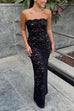 Mixiedress Strapless Lace Hollow Out Bodycon Maxi Dress