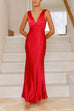 Mixiedress V Neck Sleeveless Maxi Party Dress