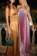 Mixiedress Strapless Tube Gradient Ombre Satin Maxi Party Dress