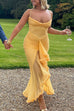 Mixiedress Spaghetti Strap Mesh Splice Draped Ruffle Maxi Dress