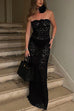 Mixiedress Strapless Lace Hollow Out Bodycon Maxi Dress