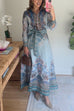 Long Sleeves Button Down Unique Print Blouse Shirt