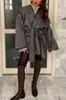 Mixiedress Open Front Pocketed Splice Coat with Belt