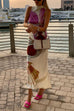 Mixiedress Mockneck Sleeveless Back Slit Floral Print Maxi Dress