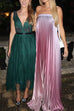 Mixiedress Strapless Tube Gradient Ombre Satin Maxi Party Dress
