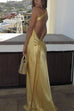 Mixiedress One Shoulder Open Back Tie Knot Satin Maxi Dress
