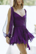 Mixiedress V Neck Cold Shoulder Lace-up Backless Mini Dress