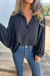 Mixiedress Batwing Long Sleeves Button Front Solid Shirt