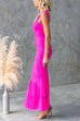 Mixiedress Sleeveless Cut Out Ruched Ruffle Bodycon Maxi Dress
