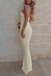 Mixiedress Halter Open Back Hollow Out Knit Bodycon Maxi Dress
