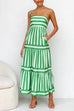 Mixiedress Spaghetti Strap Tiered Color Block Striped Maxi Dress