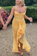 Mixiedress Spaghetti Strap Mesh Splice Draped Ruffle Maxi Dress