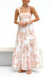 Mixiedress Adjustable Strap Waisted Soleil Print Ruffle Maxi Dress