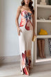 Chic Strapless Tube Floral Print Maxi Party Dress
