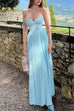 Mixiedress Strapless V Neck Corset Pleated Maxi Dress