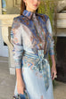Long Sleeves Button Down Unique Print Blouse Shirt