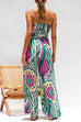 Spaghetti Strap Tie Knot Front Wide Leg Printed Jumpsuit