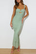 Mixiedress Sleeveless Cut Out Ruched Ruffle Bodycon Maxi Dress
