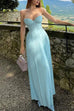 Mixiedress Strapless V Neck Corset Pleated Maxi Dress