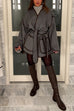 Mixiedress Open Front Pocketed Splice Coat with Belt