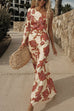 Mixiedress One Shoulder Long Sleeve Floral Print Maxi Dress