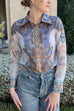 Long Sleeves Button Down Unique Print Blouse Shirt