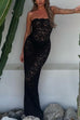 Mixiedress Strapless Lace Hollow Out Bodycon Maxi Dress