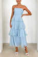 Mixiedress Strapless Empire Waist Ruffle Layered Maxi Dress